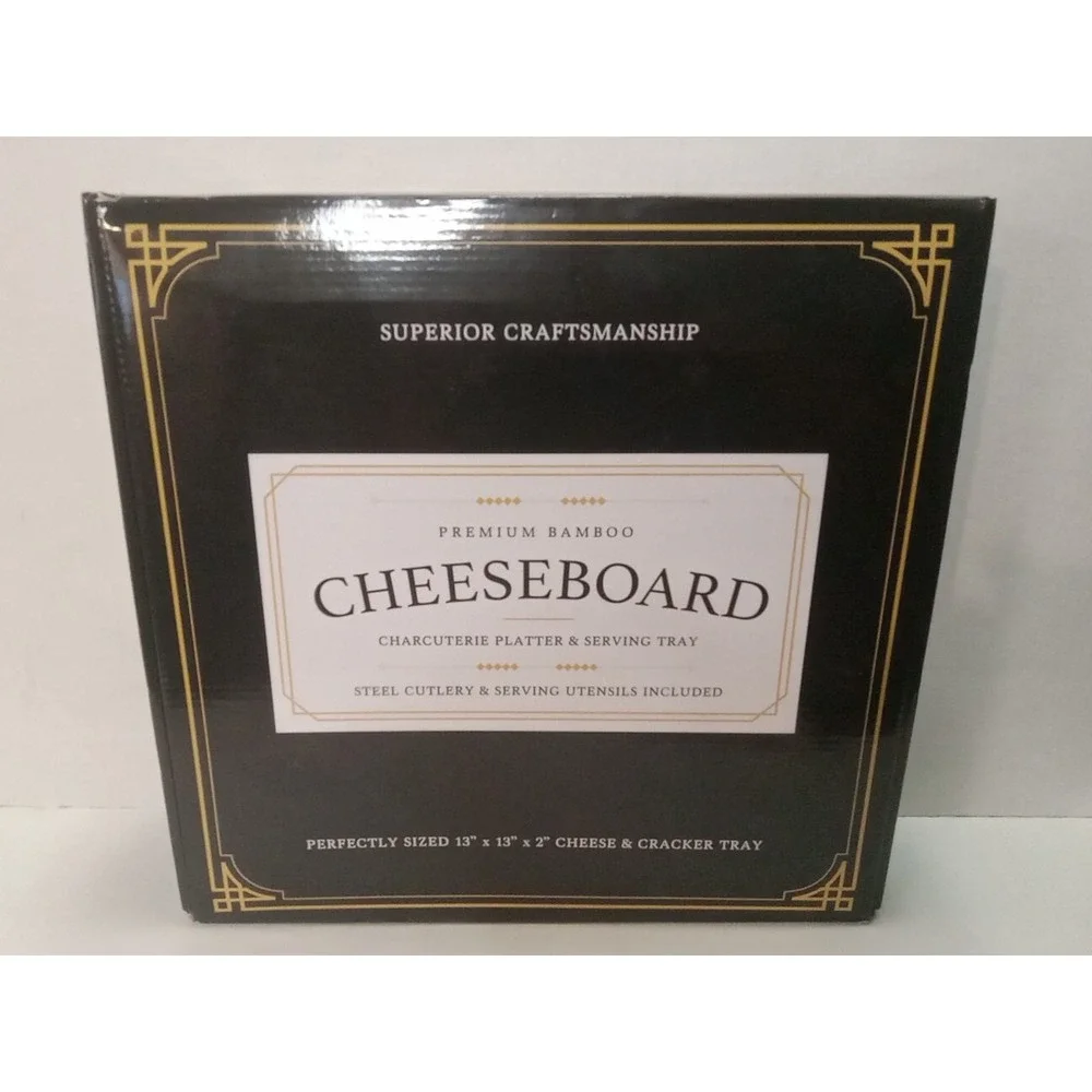 Smirly Brown Premium Bamboo Cheeseboard Charcuterie Platter And Serving Tray Set
